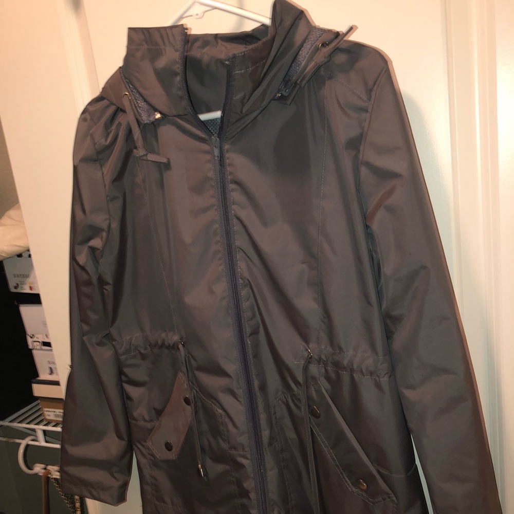 Grey rain coat